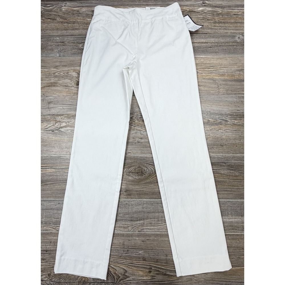 NWT Charter Club Cambridge‎ Slim White Pants Women's 8 Tummy Slimming Pull-On